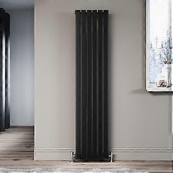 Hydronic Radiator 6012 Flat Tube, Single Layer, 6 Columns, 40.8*180*4.7cm, Low Carbon Steel, Matte Black