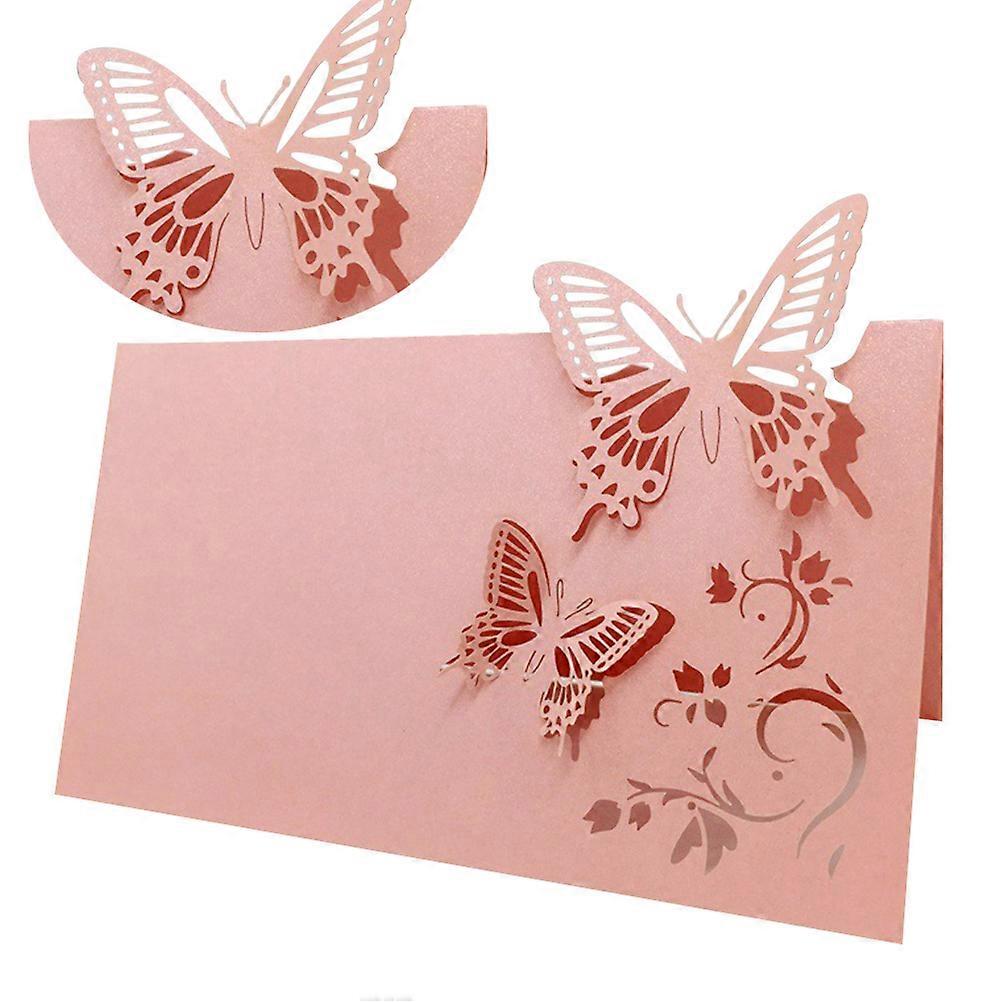 Wedding Place Name Card Large Butterfly Pattern for Table 50Pcs Pink