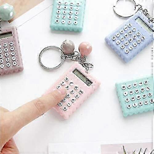 2 Pack Mini Calculator Key Ring Cookie Shaped Key Hooks for Student Worker
