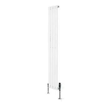 Oval Single Column Radiator 1600mm x 240mm & TRV Chrome Valves Modern Designer Single Panel Central