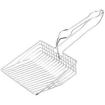 Pelle à litière en métal pour chat, facile à nettoyer, en acier inoxydable durable. Accessoire pour animaux de compagnie.