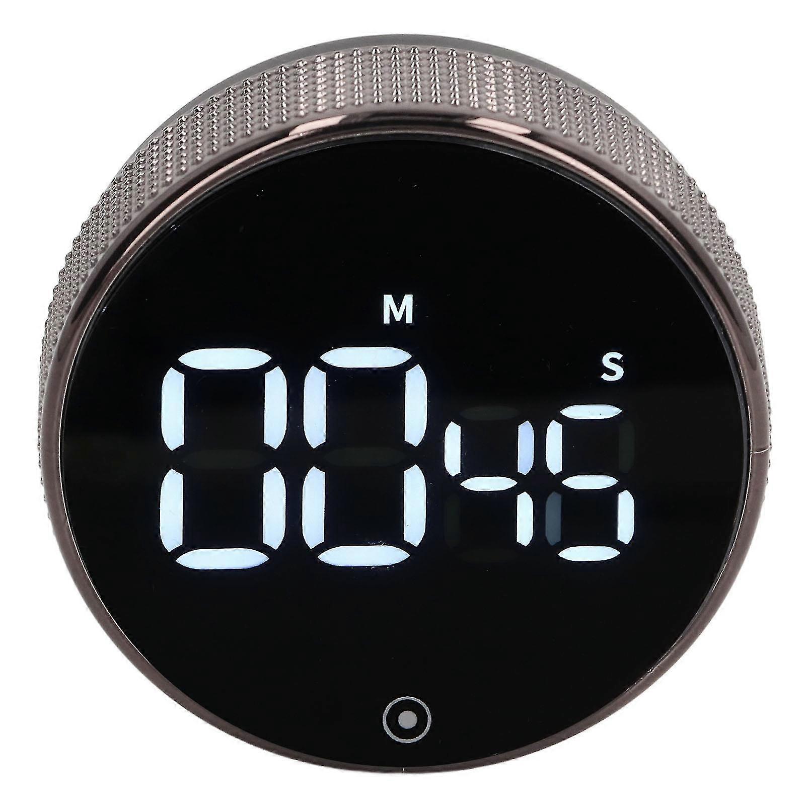 LED Kitchen Timer Silent Magnetic Countdown Timer with Digital Display Rotating Design Study Tool Self-Discipline Stopwatch Black Battery Not Include