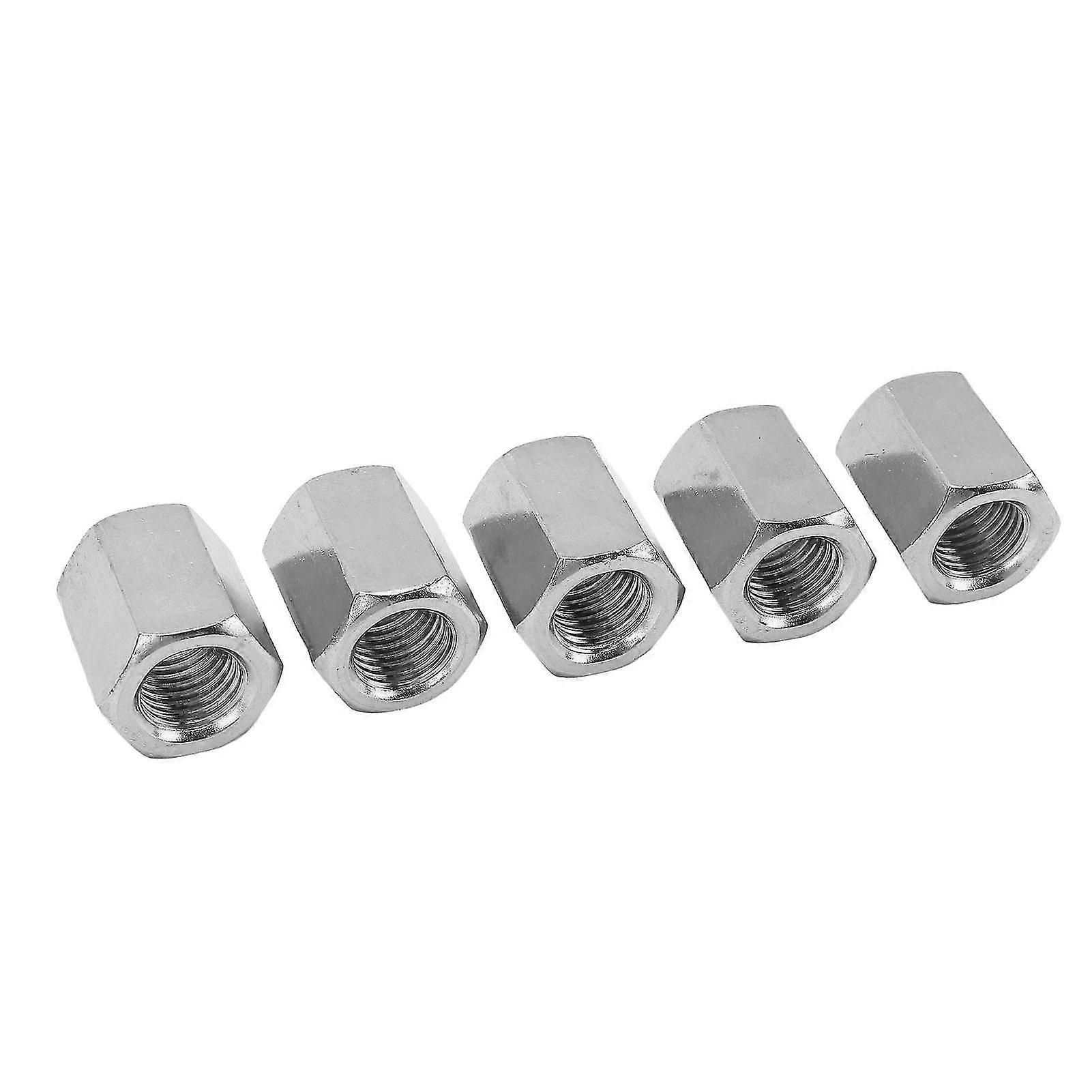 5Pcs Silver M16 Hex Coupling Nut Kit Rustproof Rugged Stainless Steel Coupling Nut Set