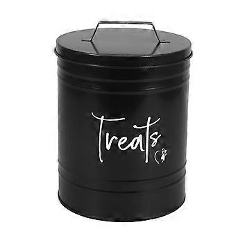 Boîte de rangement pour croquettes : Boîte à friandises en métal avec couvercle, idéale pour les chiots et les chats. Convient pour la maison et la cuisine.