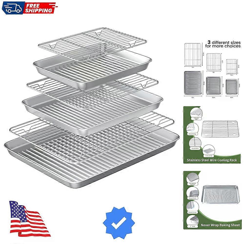 Backblech-Set mit Drahtgitter: 3 Backbleche + 3 Kühlgitter zum Backen...