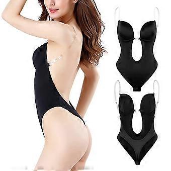 Women Plunging Deep V-neck Body Shaper Strapless Backless Bodysuit Shapewear