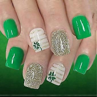 Easy Apply Festive Gold Glitters Artificial Nail Short ABS Artificial Nail with Various Size for Quick Manicure