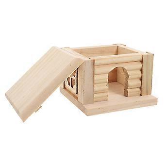 Maison en bois pour hamster, idéale pour les petits animaux et offrant un espace de jeu et de repos confortable.