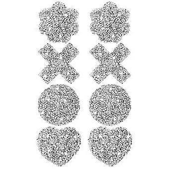 Pairs Rhinestone Pasties Sticky Bra Reusable Pasty Breast Covers Waterproof Boob Stickers for Women