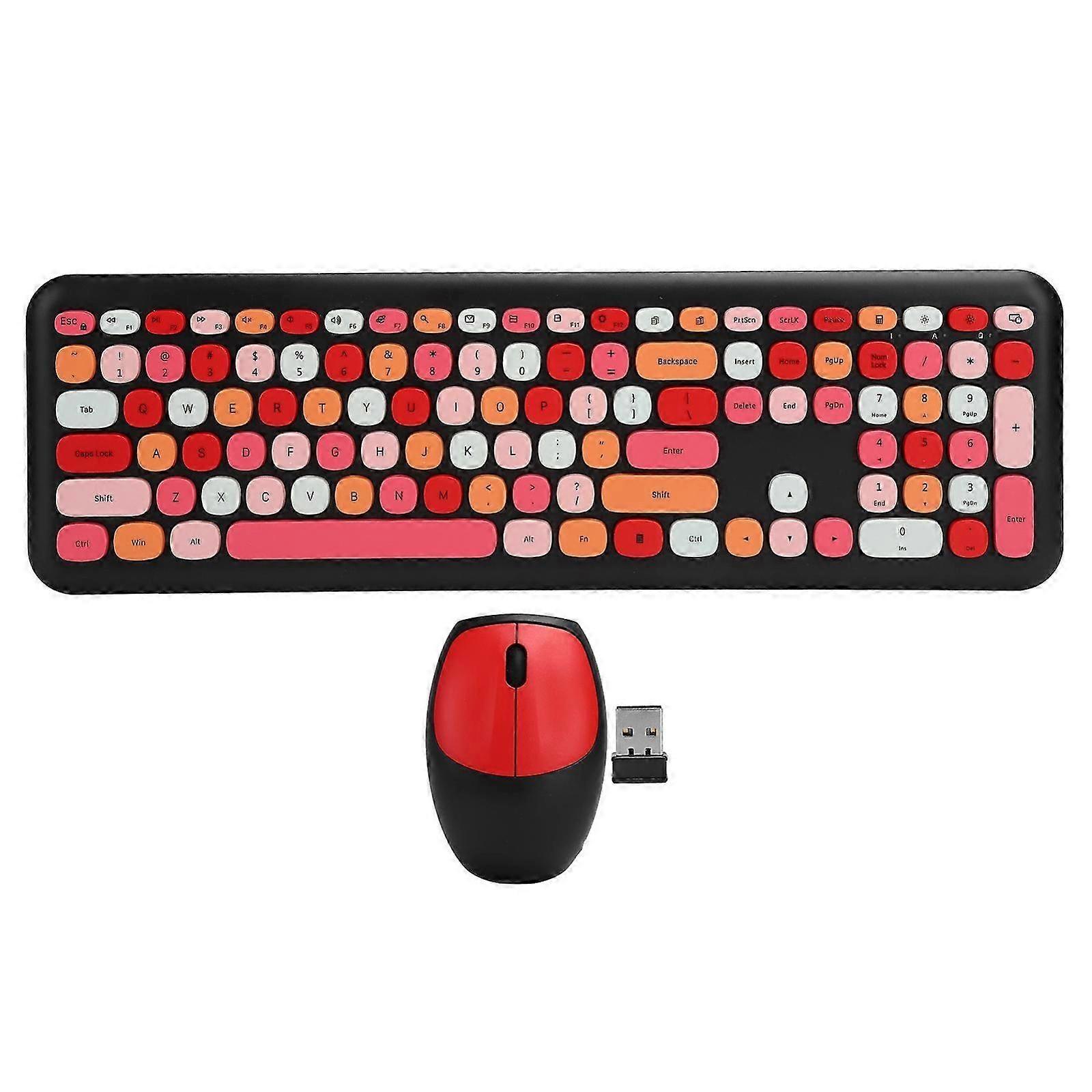 Wireless Keyboard Mouse Set 2.4G Wireless 110 Keys Keyboard Mouse Computer AccessoryBlack 26-27