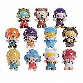 Blind Box Collectible Figurines, Glossy Cartoon Astronaut Bear Head Toy, Random Style, Desktop Car Decoration Holiday Gift