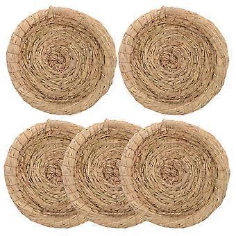 Straw Nest Woven Rabbit Sleeping Bed for Birds Use 5Pcs Beige Design