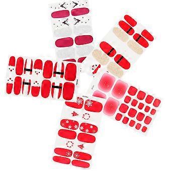 5 Sheets of Christmas False Nails Tips Fake Nail Manicure Diy Decor Christmas Nail Wraps
