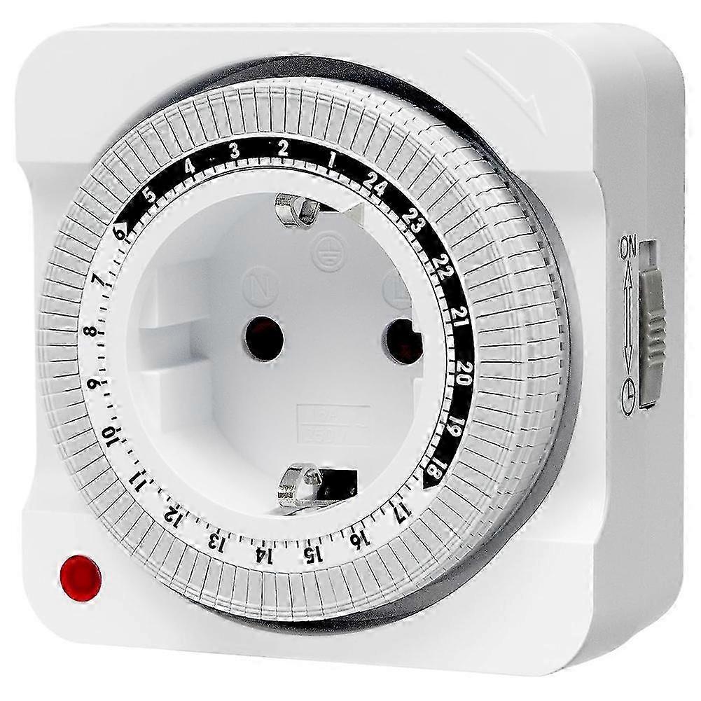 Mechanical Timer Socket compatible with Seasonal Lighting, 24-Hour Analog Control with 96 on/Off Programs EU Plug