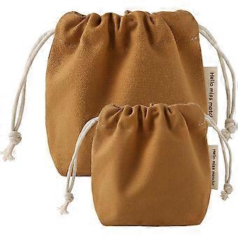 Drawstring Makeup Bag Canvas Cosmetic Storage Bag for Travel 2Pcs