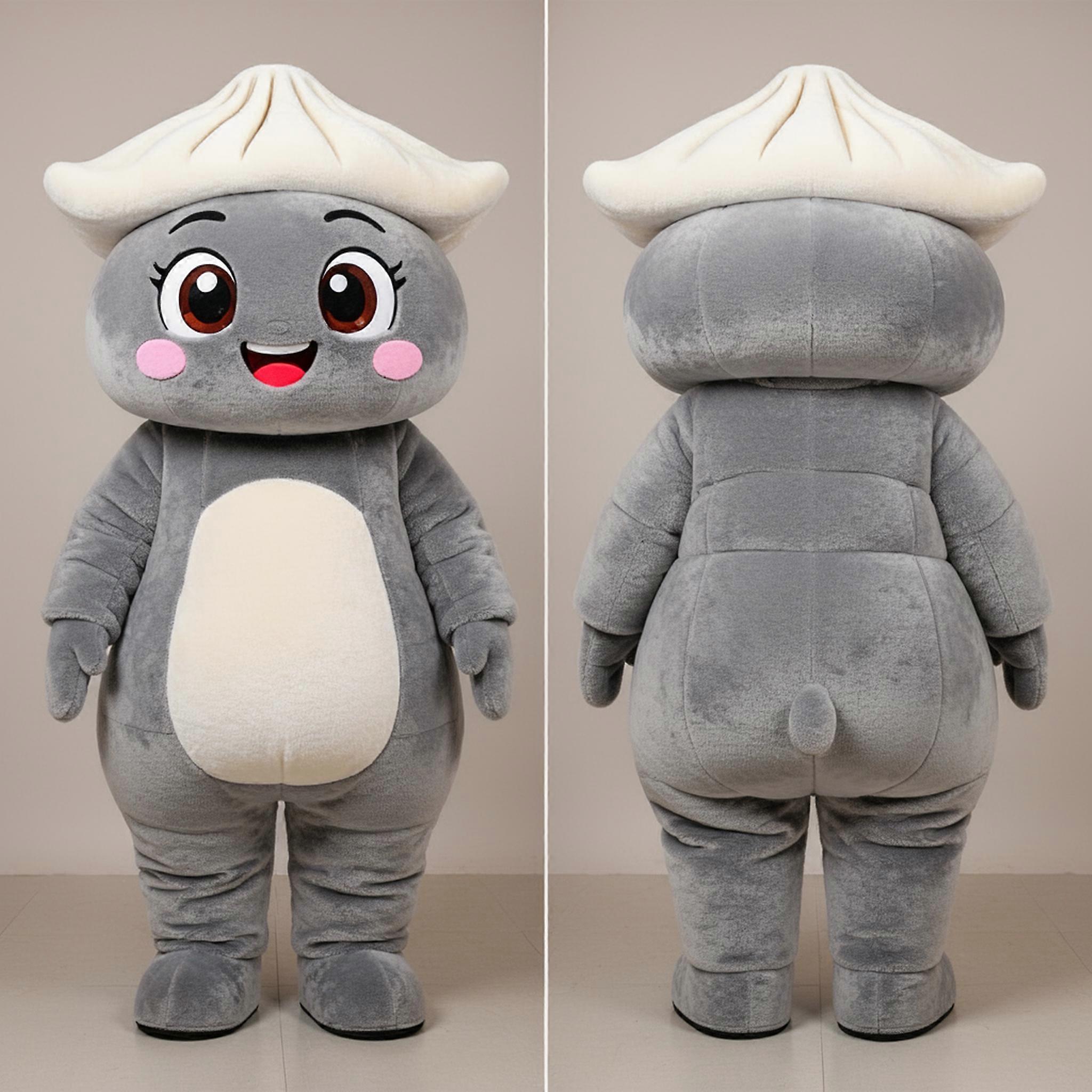 MASTICOT Velvety Gray Dumpling Dim Sum Mascot
