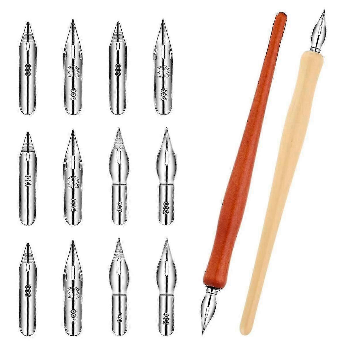Ensemble de 10 plumes à tremper, porte-plume, plumes pour dessin BD, plumes à encre, plumes pour calligraphie, plumes en bois - GHUL