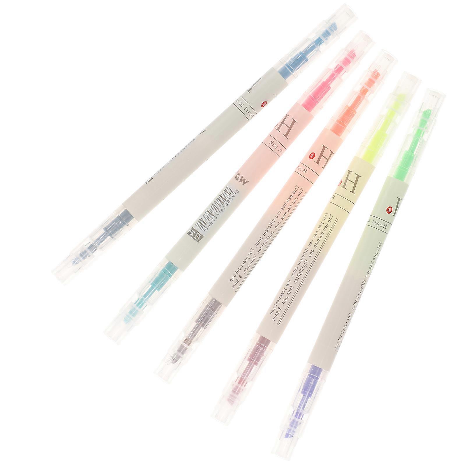 Fluorescent Pen Double Head Designed with 5Pcs Multi-Purpose Pens