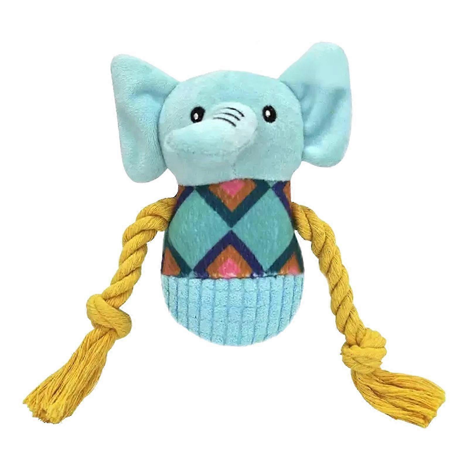 Blue Elephant Squeaky Rope Toy