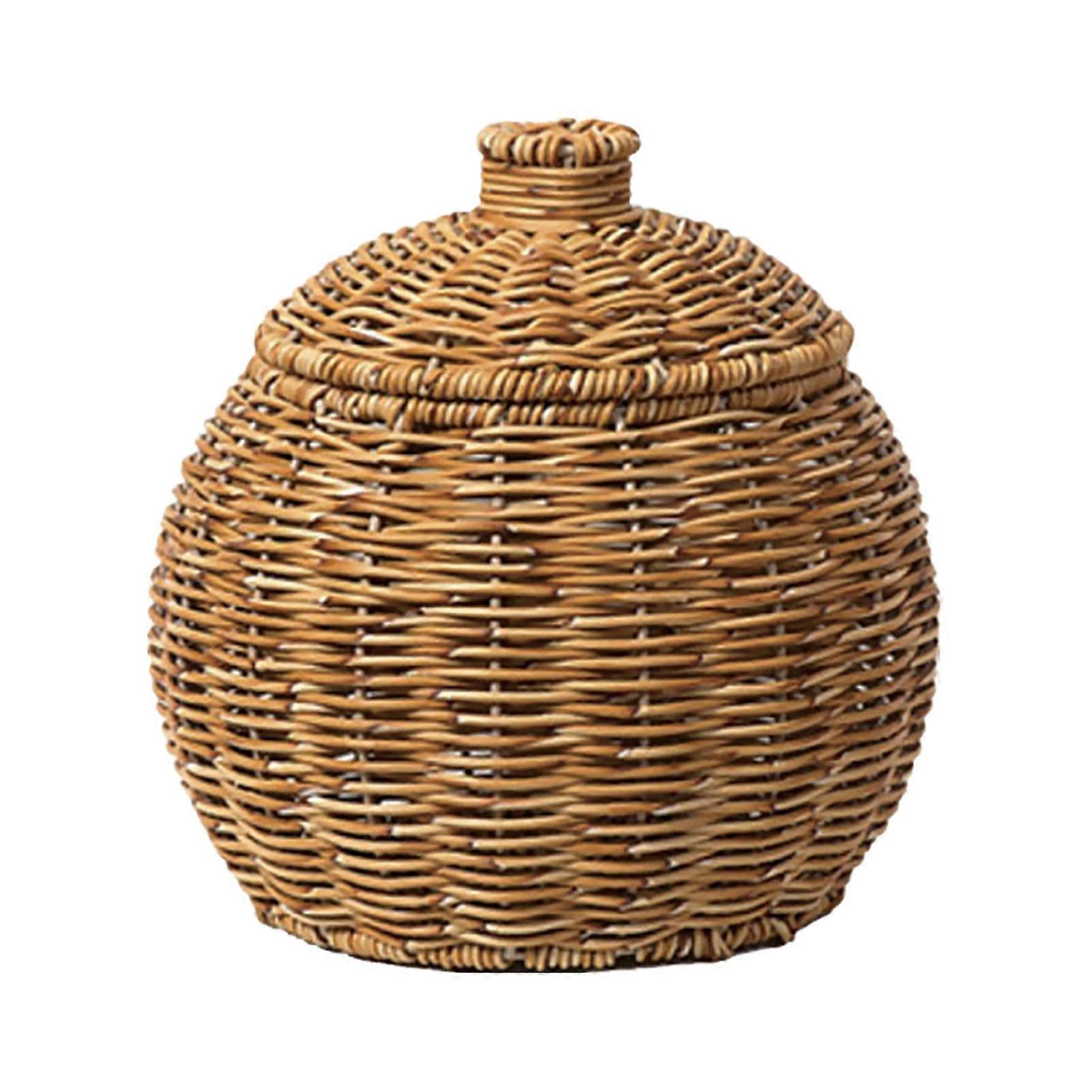 Oval Woven-Effect Storage Basket With Cover