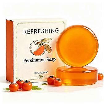 100g Persimmon Deodorizing Soap Natural Body Odor Cleansing Bar Gentle Refreshing Soap for Men & Women Daily Shower-jry
