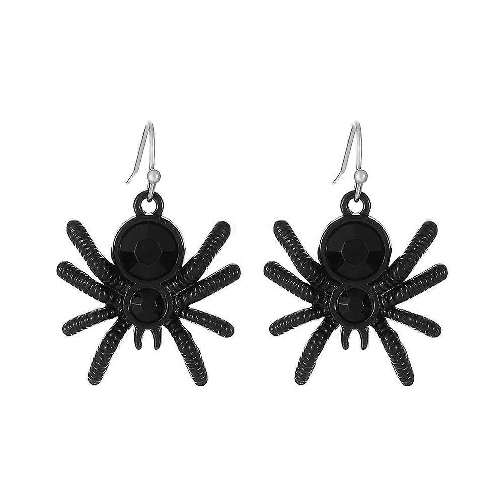 1pair Alloy Rhinestone Dangle Earrings Spider 37x26mm