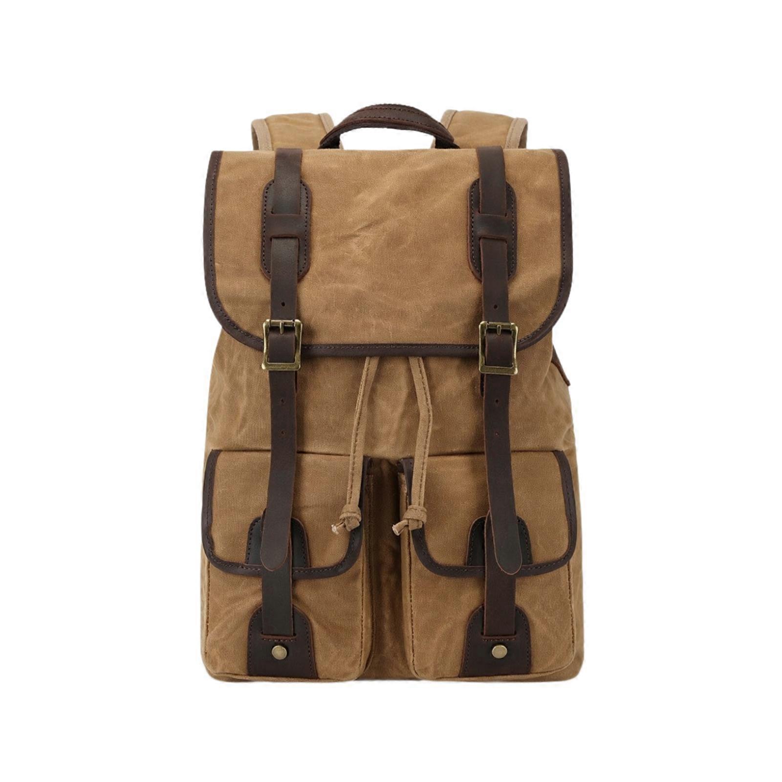 Vintage Waxed Canvas Backpack | Adjustable Shoulder Straps, Backpack with