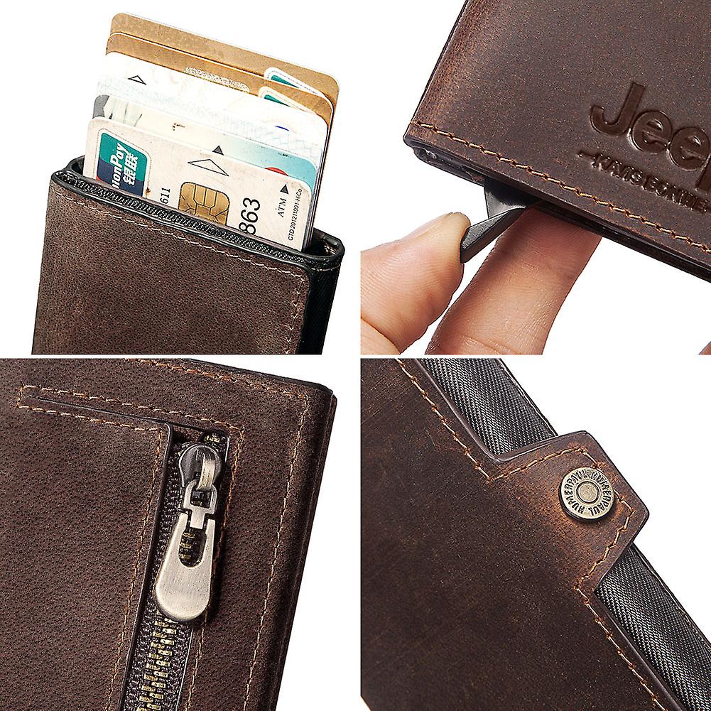 حامل بطاقة الائتمان محفظة الرجال Rfid حجب صندوق الألومنيوم مجنون الحصان الجلود حالة حامل البطاقة المصرفية للنساء سلين