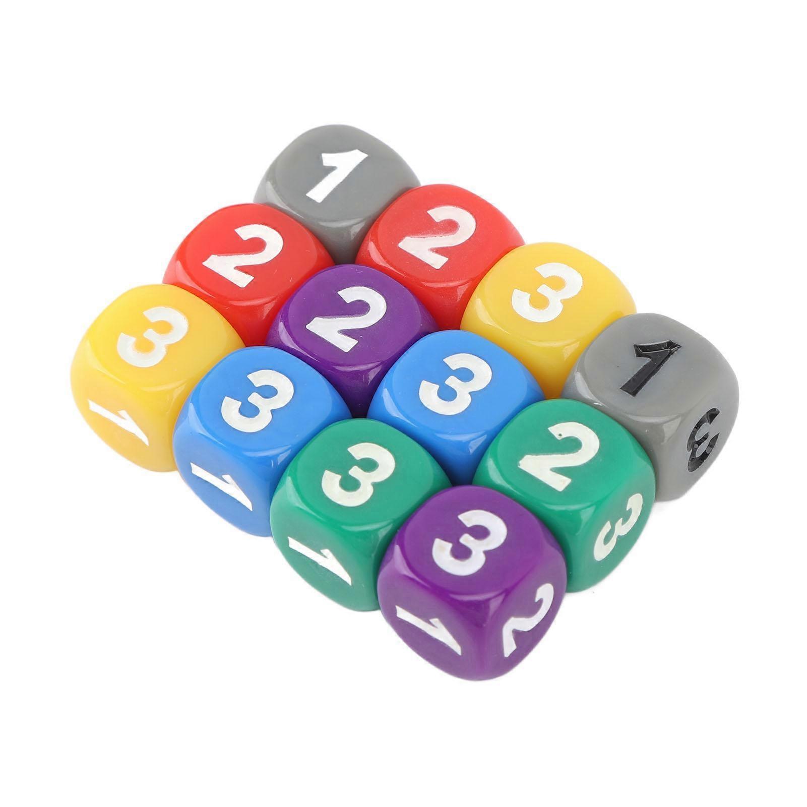 12pcs Six Sided Dice Rounded Corners Plastic Colored Dice for Math Counting Teaching