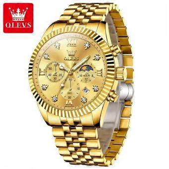 OLEVS 2932 – Elegancki zegarek damski, wodoodporny, klasyczny, złoty, z diamentami, wielofunkcyjny chronograf, z napędem kwarcowym. Idealny dla mężczyzn.