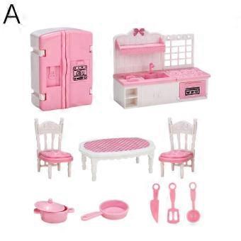 Plastic Pretend Play Kitchen Bathroom Set