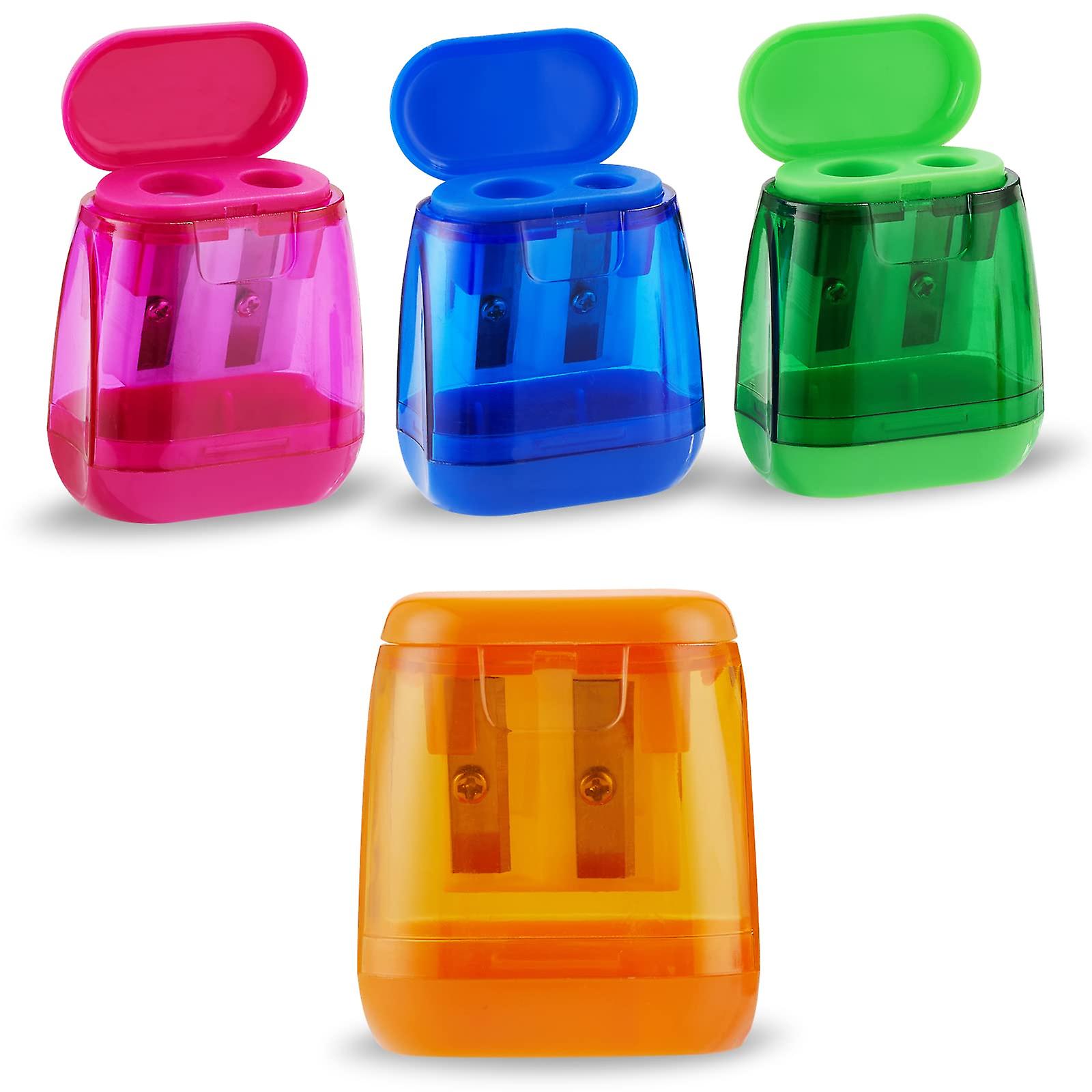 2023 - Pencil Sharpener, 4 Piece Pencil Sharpener Manual, Dual Hole Compact Color Handheld Pencil Sharpener