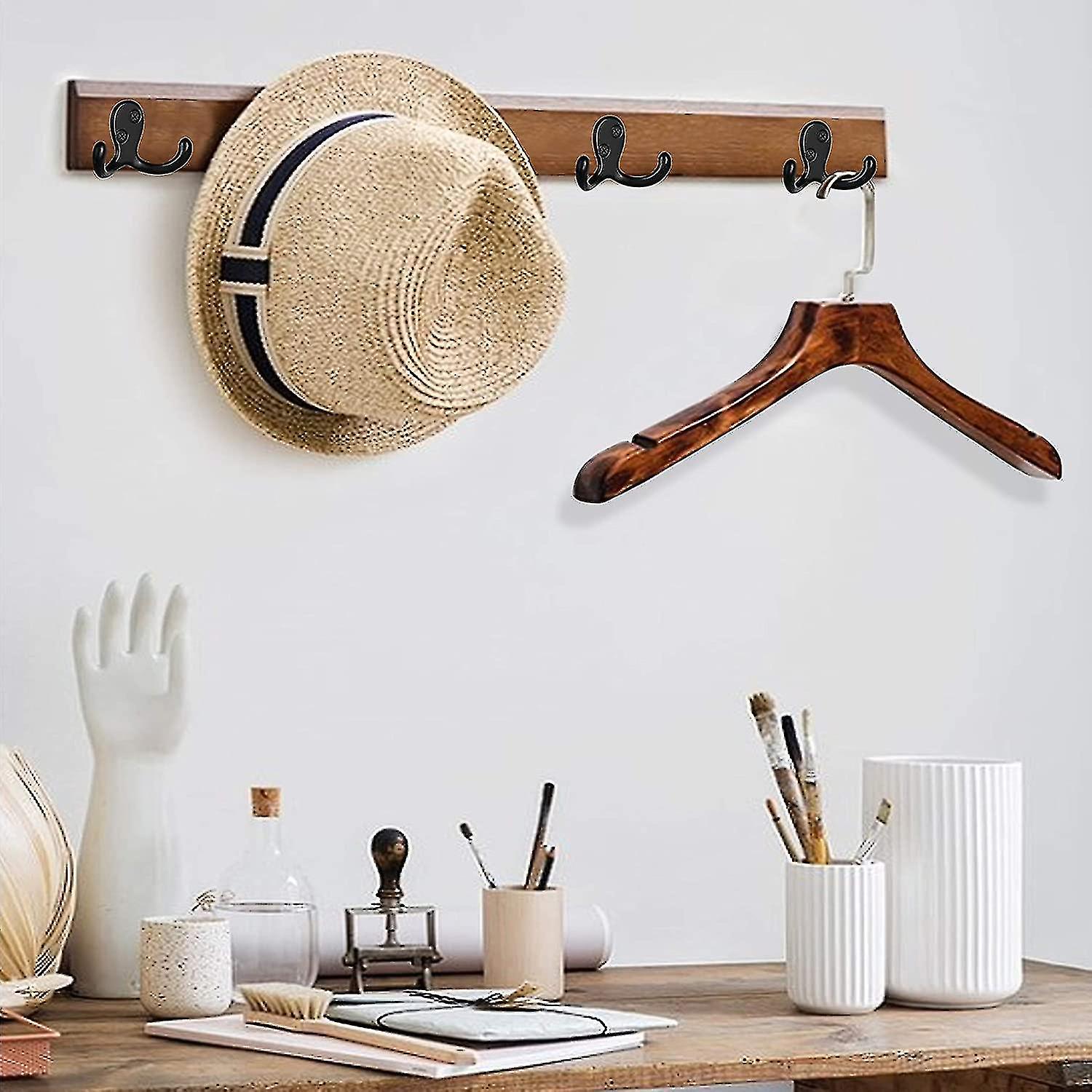 10 Pack Heavy Duty Double Coat Hook Wall Mount With 20 Screws Retro