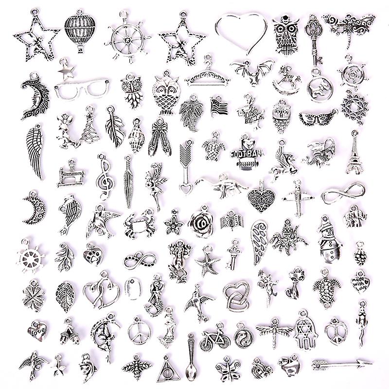 100pcs Bulk Lots Tibetan Silver Mix Charm Pendants Jewelry Making Diy