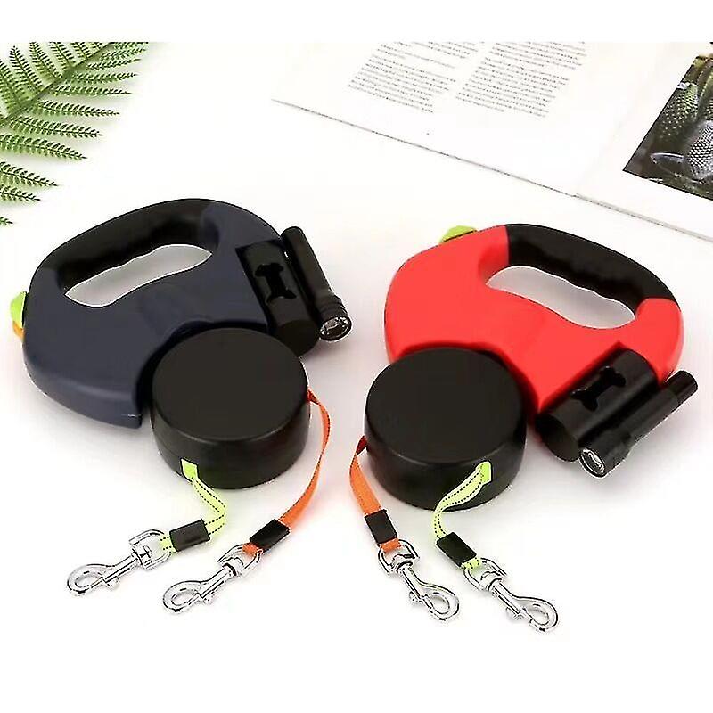 Retractable Double Dog Leash With Two 3 Meter Long Cords, 360 Tangle-free Double Dog Leash For Walki
