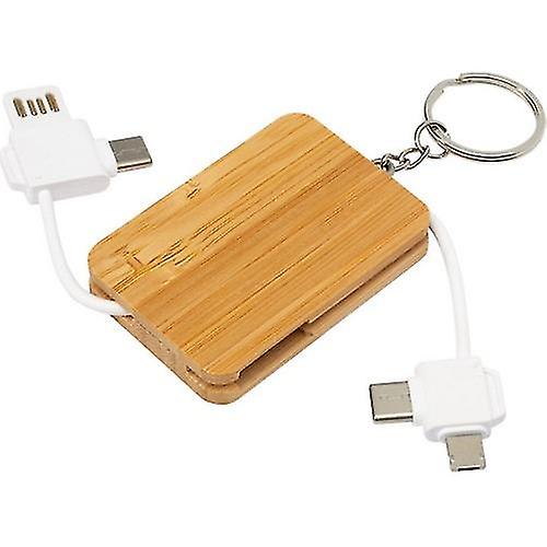 Reel 6 in 1 Bamboo Keyring Charging Cable