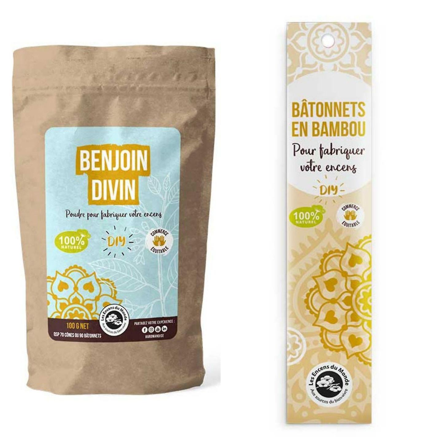DIY Incense - 100 Bare Bamboo Sticks + Divine Benzoin Powder