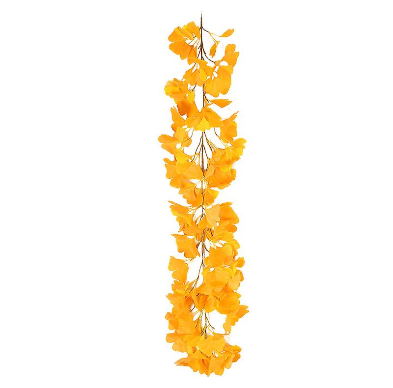 Artificial Garland Ginkgo Leaf Green Plants Leaves Garland Fake Rattan Artificial Wreath Wall