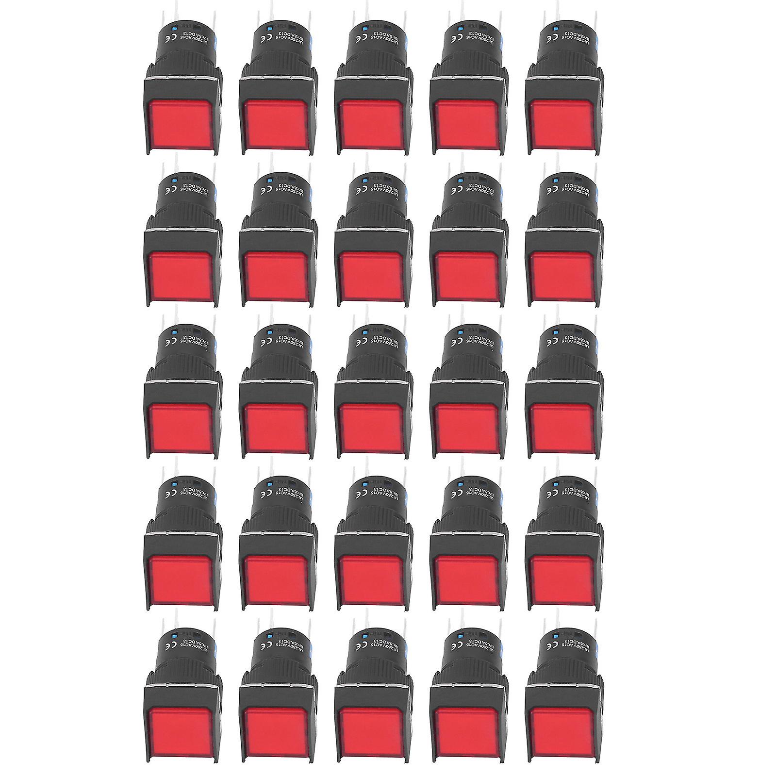 16mm 5A 25PCS Self-Locking Square Push Button Switches with Light
