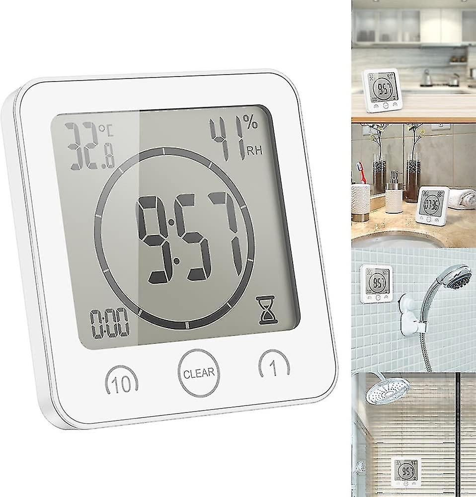 Waterproof Shower Clock, Touch Shower Timer Clock (white)