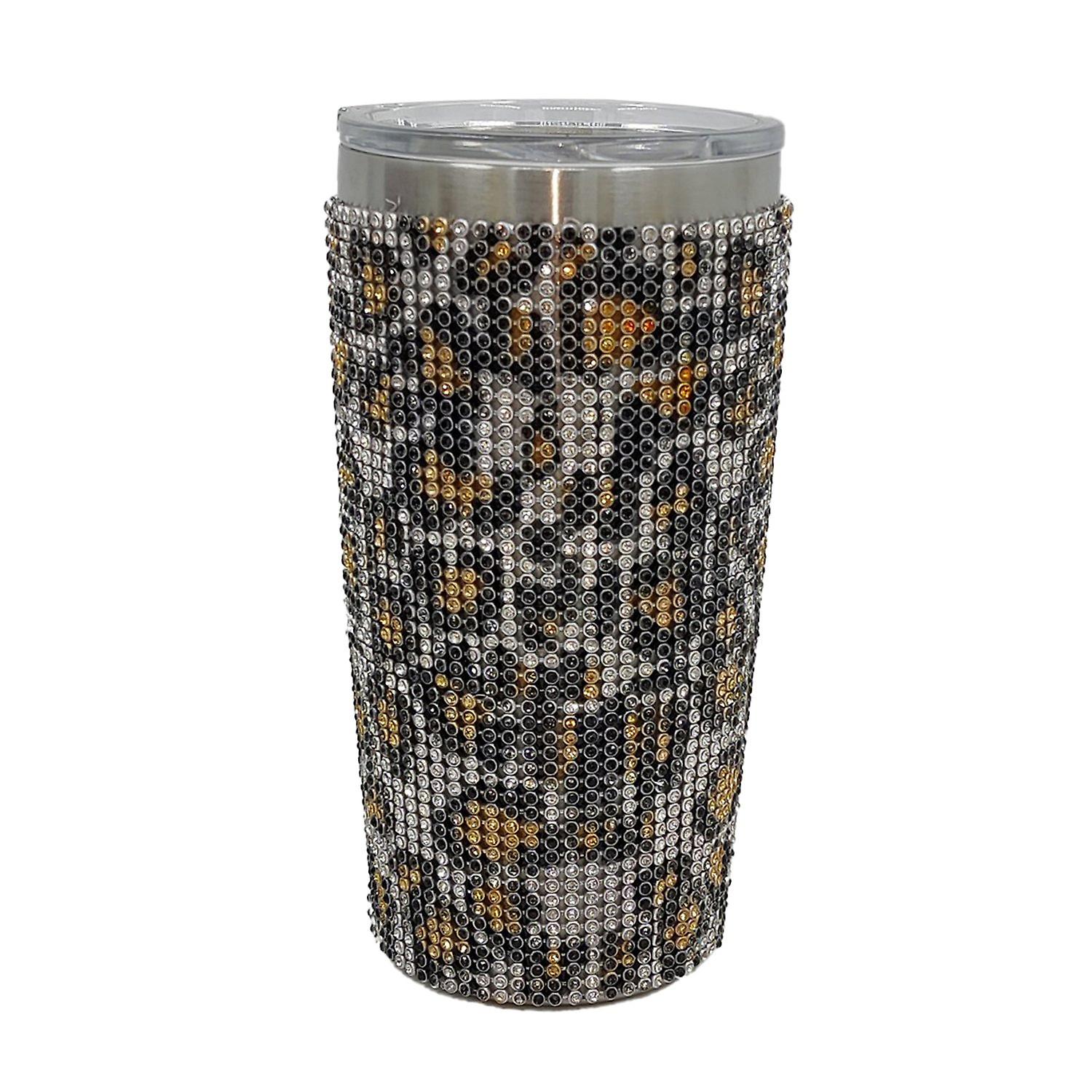 600ml Rhinestone Studded Water Bottle Leak-proof 304 Stainless Steel Reusable Drinking Vacuum Flask