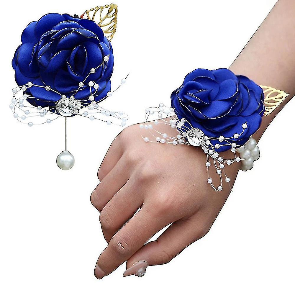 2 stuks bruiloft bruid pols corsage, gebruikt om prom party bruiloft-1 borst bloem + 1 pols bloem