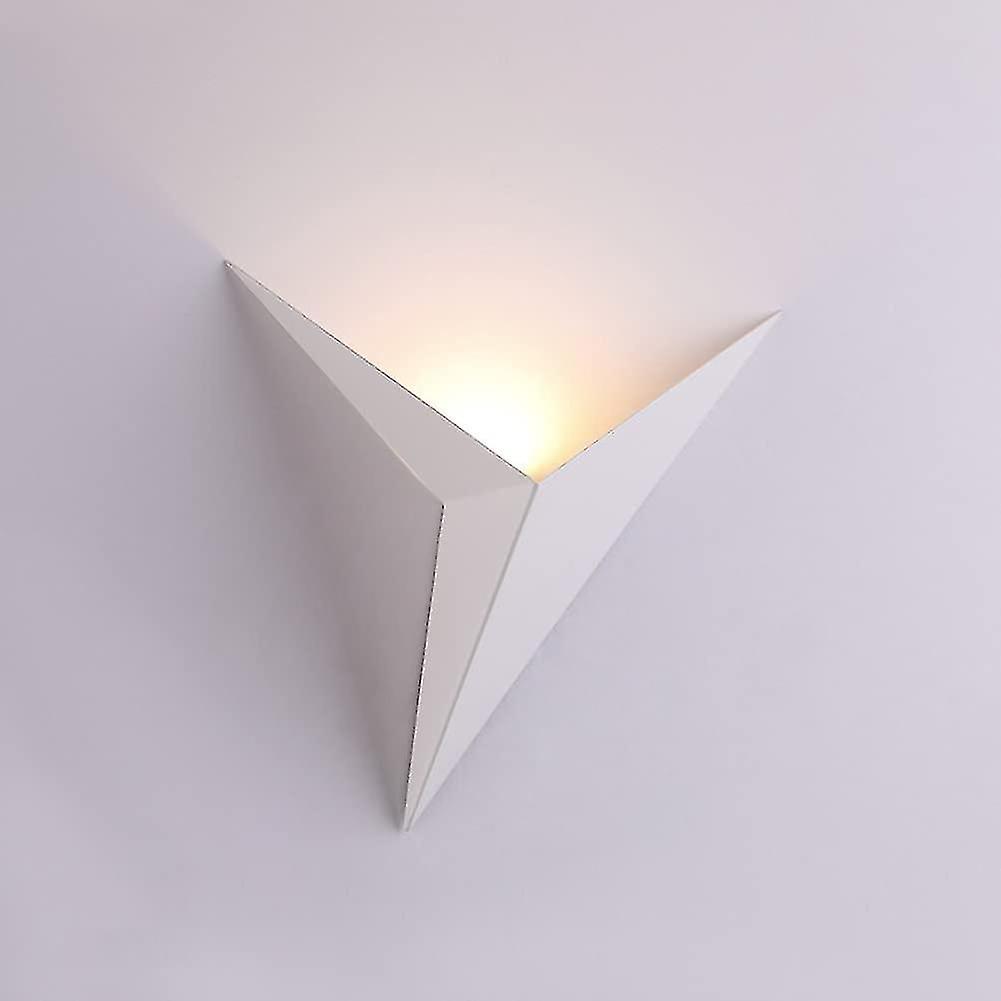 LED Indoor Wall Light, Creative Triangle Shape White Wall Lamp - 3000K Warm White