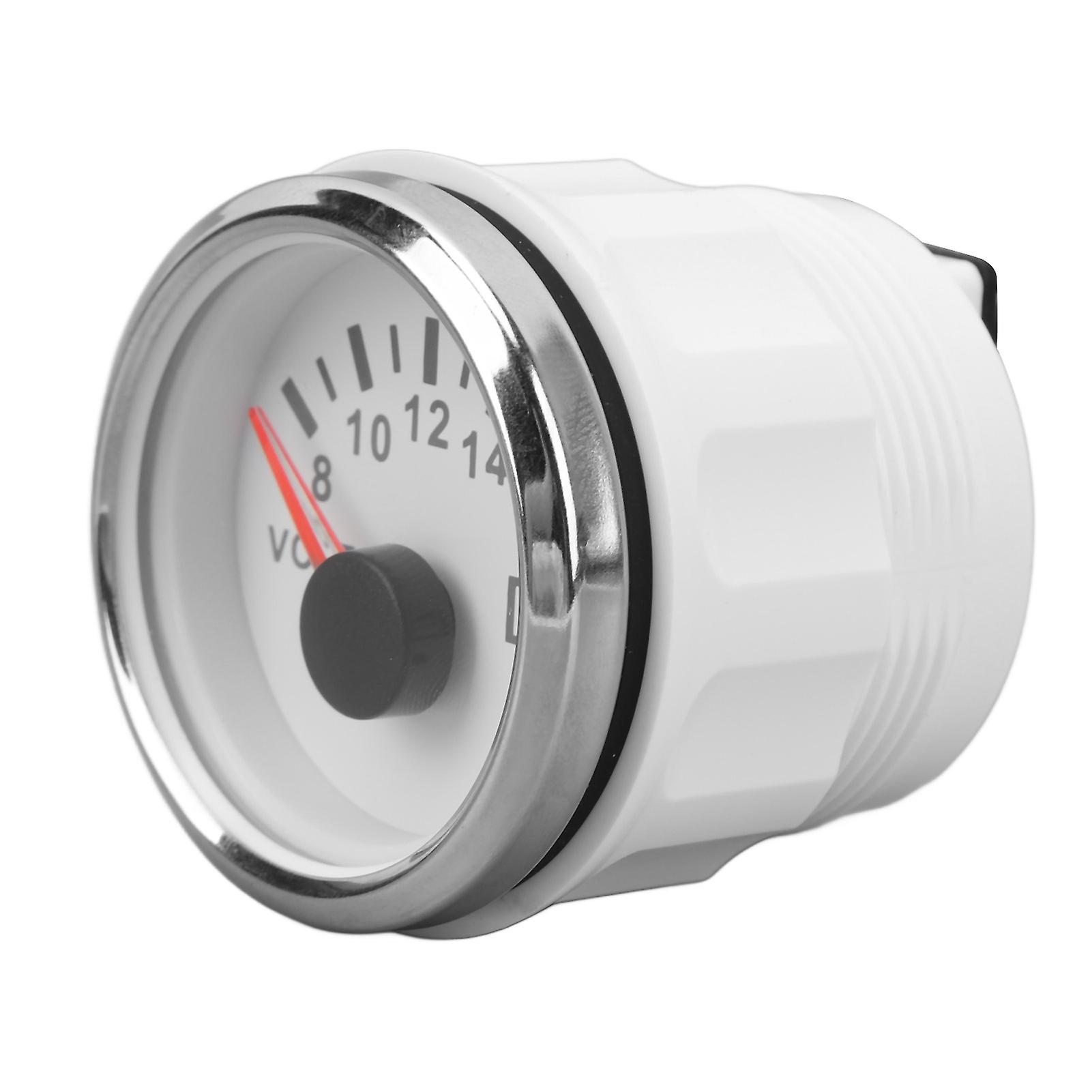52MM Boat Voltmeter DC9 to 32V Pointer Voltage Gauge with Colorful Backlight for RVs Yachts Fishing Boats Ships White Plate Silver Cover