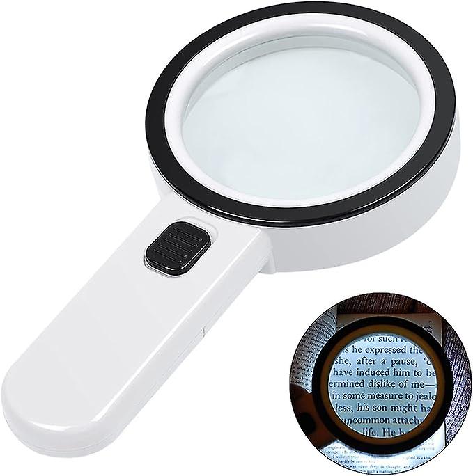 Lighted Magnifier, 30x Handheld Large Magnifier 12 LED Lighting Magnifier for Macular Degeneration Elderly Reading Examining Coins Jewelry