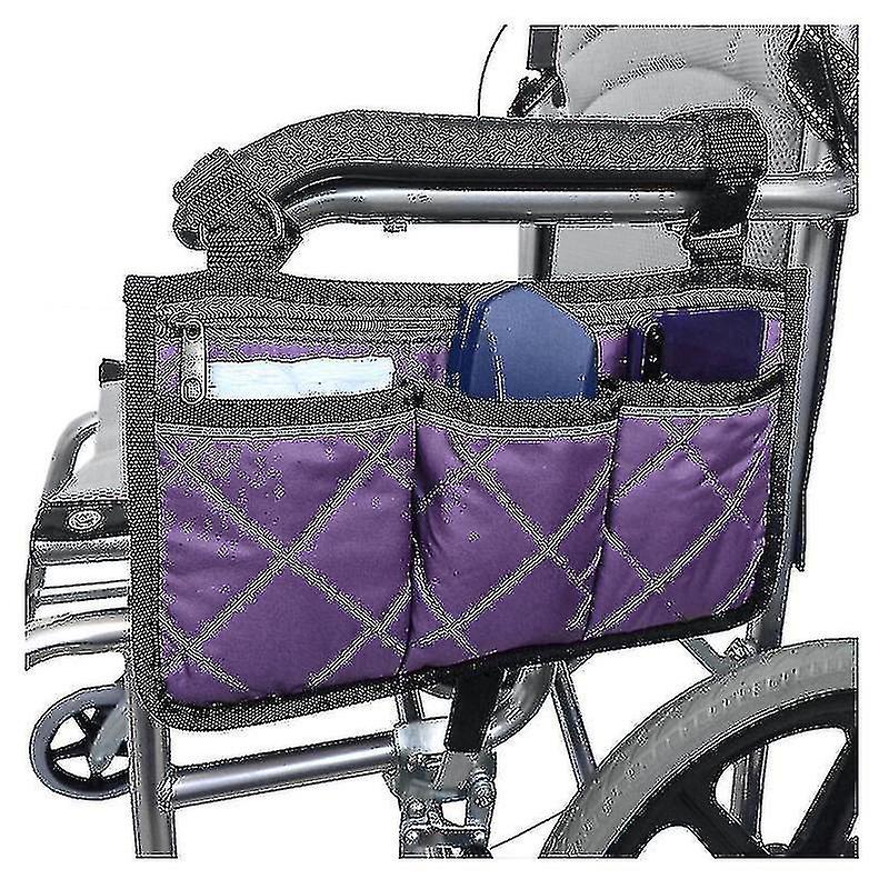 كرسي متحرك حقيبة تخزين كرسي متحرك أداة الحقيبة كرسي متحرك حقيبة جانبية حقيبة مسند ذراع جانبية، أرجواني
