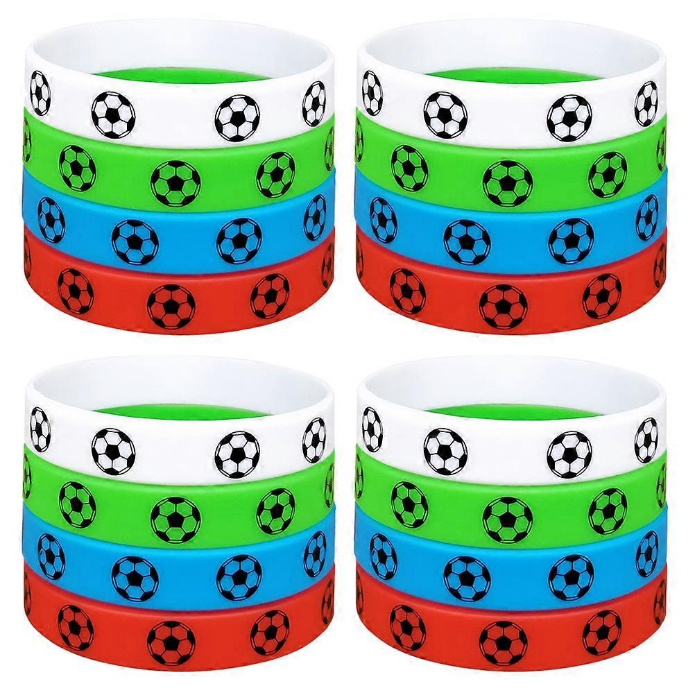 16Pcs Football Silicone Wristbands Stretch Wrist Bands Soccer Game Bracelets Soccer Accessory