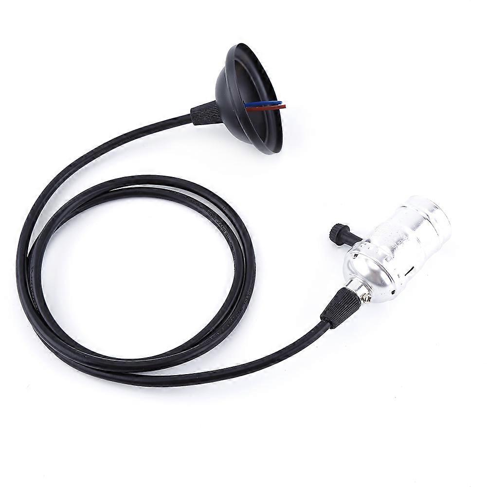 Retro E27 Pendant Bulb Stand Lamp Holder Socket Silver With Swicth And Wire