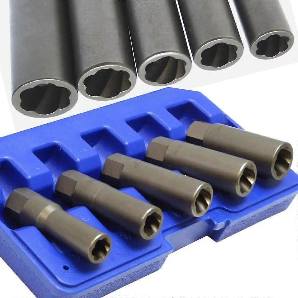 VT18073 5pc Twist Deep Dr. Sockets Locking Wheel Nut Remover Broken Studs Bolts Impact DC161332