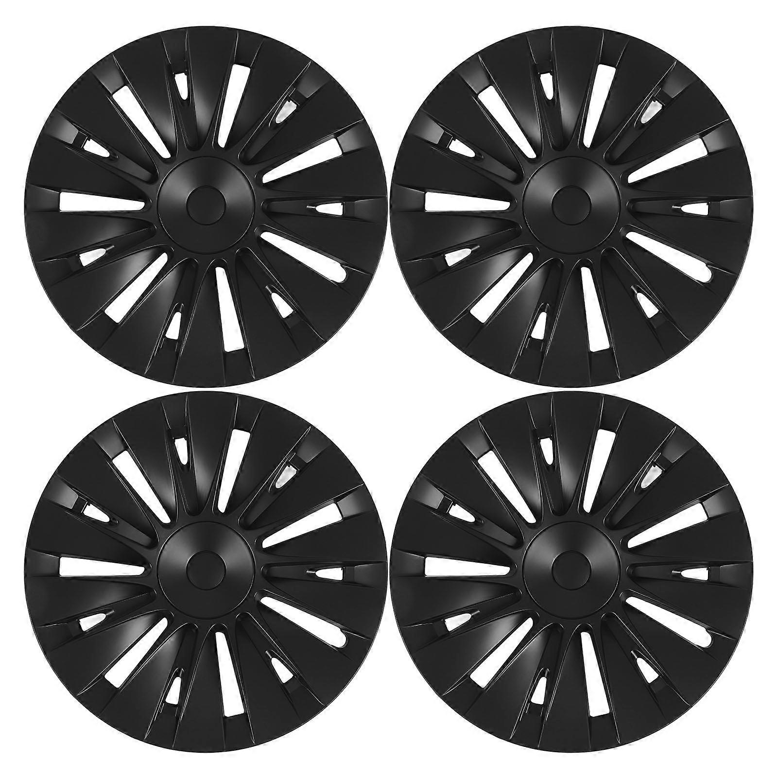 4PCS 19in Wheel Hubcap Matte Black Full Wrap Scratch Resistant Replacement for Tesla Model Y 2020 to 2023 E2U411